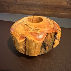 Turned Burl Wood Votive Candle Holder Artist Signed